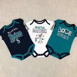 Seattle Mariners Infant Onepiece Bodysuit Lot of 3